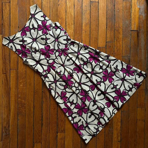 Moschino Cheap And Chic Hearts Flower Camp Midi Dress Size 8‎ Women Beige Pink - Picture 4 of 8